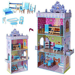 Кукольный домик замок 143 см с мебелью Bambi MD 2410  Деревянный 3х этаж