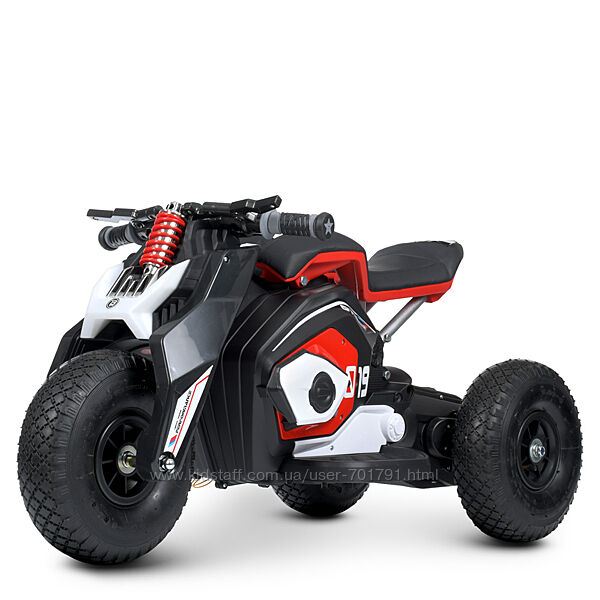Детский мотоцикл трехколесный 2 мотора 35W, MP3, USB Bambi M 4827AL резина