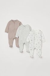 Пижамы, человечки на молнии из хлопка H&M, разм. 86, 92, 98.