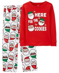 6л,7л. Пижама Санта с флисовыми штанами Carters.
