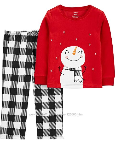 4т,5т. Пижама Снеговик флисовая новогодняя Carters, теплая пижама Картерс. 