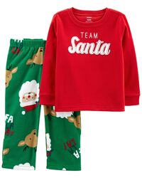 4т. Пижама Санта флисовая новогодняя Carters, теплая пижама Картерс.