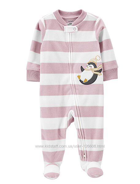 9м. Человечек Пингвин флисовый Carters, слип Картерс.