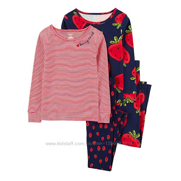 7л,8л,10л,14л. Пижамы Клубничка в наборе Carters, пижама из хлопка