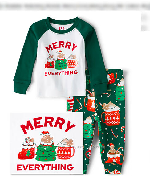 12-18м,18-24м. Пижама Веселого Рождества Childrens Place из хлопка