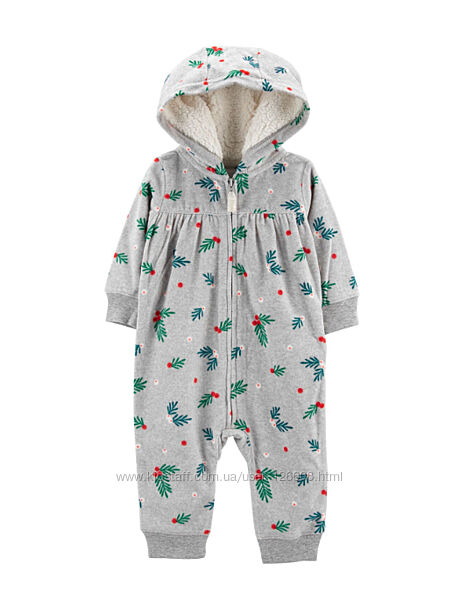3м,6м,9м,12м,18м,24м. Флисовый комбинезон Carters с зимним принтом