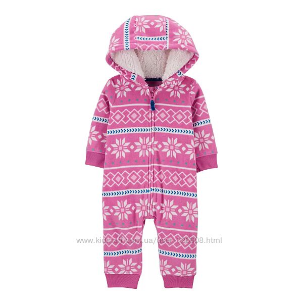 3м,6м,9м,12м,18м,24м. Флисовый комбинезон Carters с утепленным капюшоном
