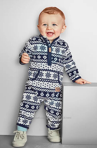 9м,18м. Флисовый комбинезон Орнамент Carters, ромпер картерс