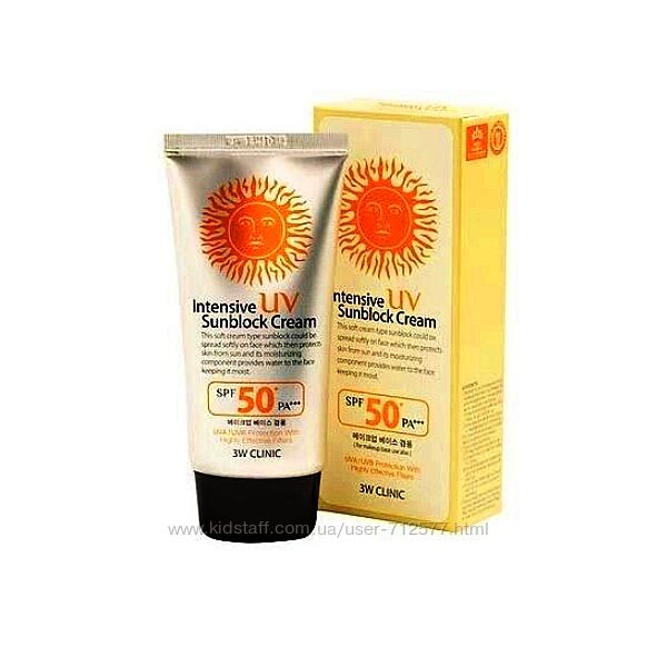 3w Clinic Intensive UV Sunblock Cream SPF50 PA 70 мл Солнцезащитный крем