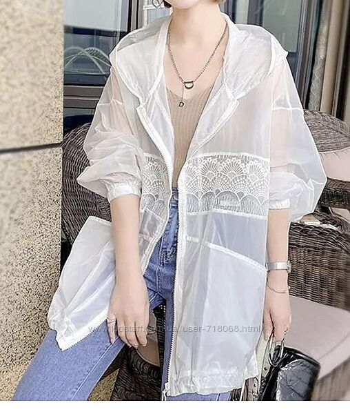 Вітрівка, наближена до сукні, Повітряний нейлон з рюшами та фатіном