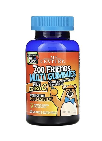 Вітаміни дитячі желейні, 21st Century, Zoo Friends, США