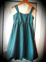 Платье H&M изумрудное, нарядное, зелено-голубое