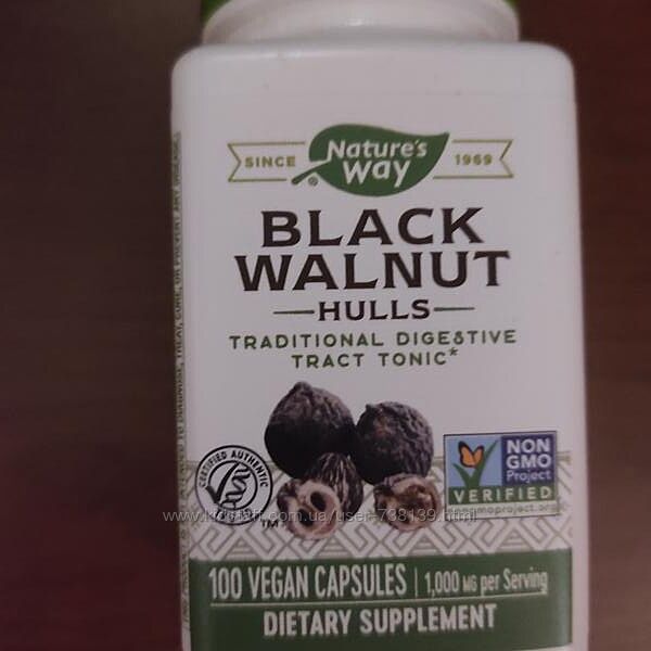 Nature&acutes Way, скорлупа черного ореха, 500 мг, 100 вегетарианских капсул 