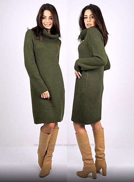 Платье шерсть мохер вязаное теплое зимнее платье-свитер платье-гольф платье