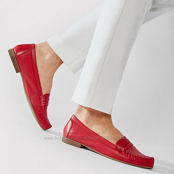 Мокасины кожаные красные