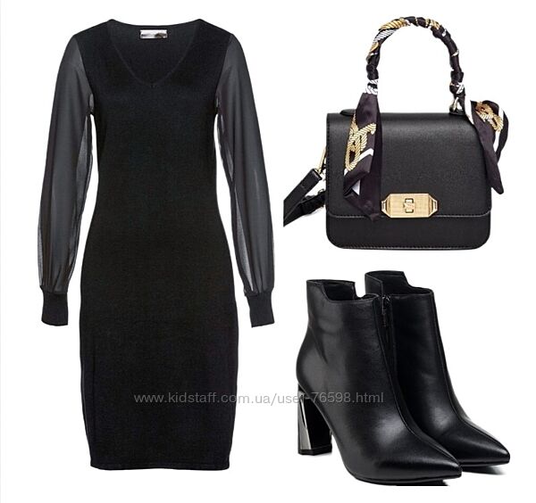 Платье трикотажное вязаное вискозное с шифоновыми рукавами