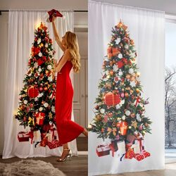 Занавеска штора новогодняя с елкой