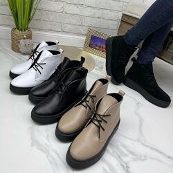 Женские демисезонные ботинки из натуральной кожи/замши