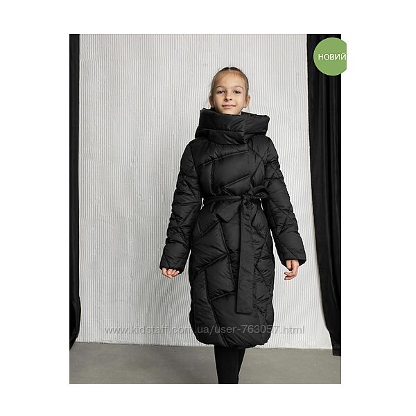 Пальто зимове Эйлін чорний, шоколад 128, 146, 164см