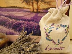 Еко-торбинка з вишивкою ручної роботи Лаванда, домашній декор, аромат. саше