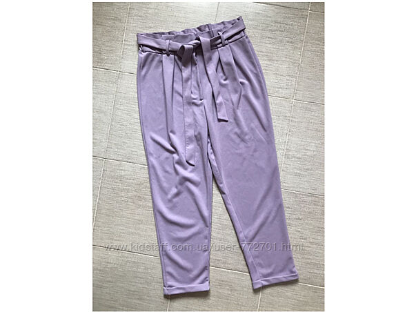 Летние стрейч брюки c защипами, 7/8 длины, цвета лаванды, от Primark. S