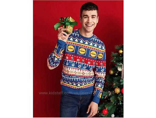 Унисекс. Теплый рождественский свитер, джемпер от Lidl. Германия. М