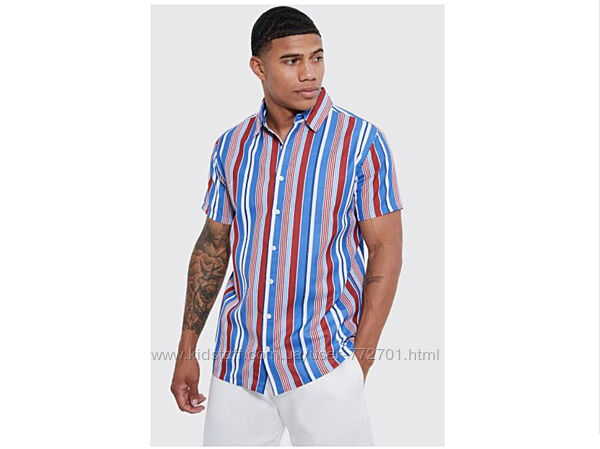 Летняя рубашка шведка в полоску, от Boohoo man. M