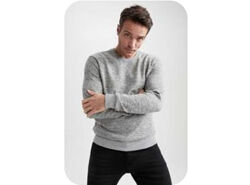 Стильный теплый свитшот кофта, серый меланж, от H&M regular fit. S