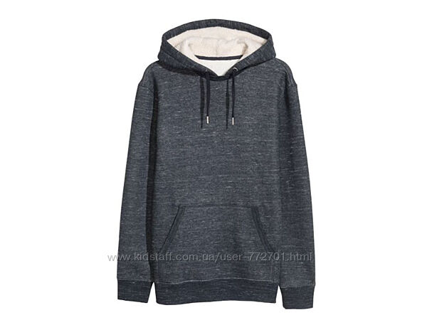 Крутая теплющая кофта толстовка с начесом, капюшон на меху шерпа, H&M. L
