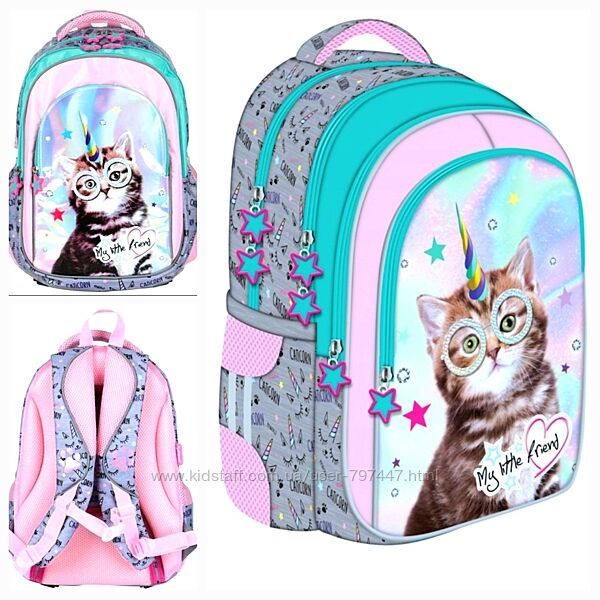 Рюкзак школьный с анатомической спинкой St. Majewski девочке 3-5 класс.