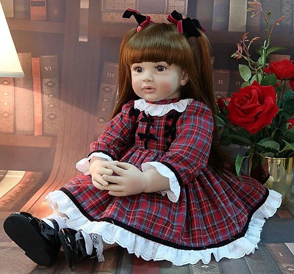 Велика гарна лялька Реборн Reborn, колекційна доросла дівчинка з вініловим тілом та довгим волоссям, як жива дитина