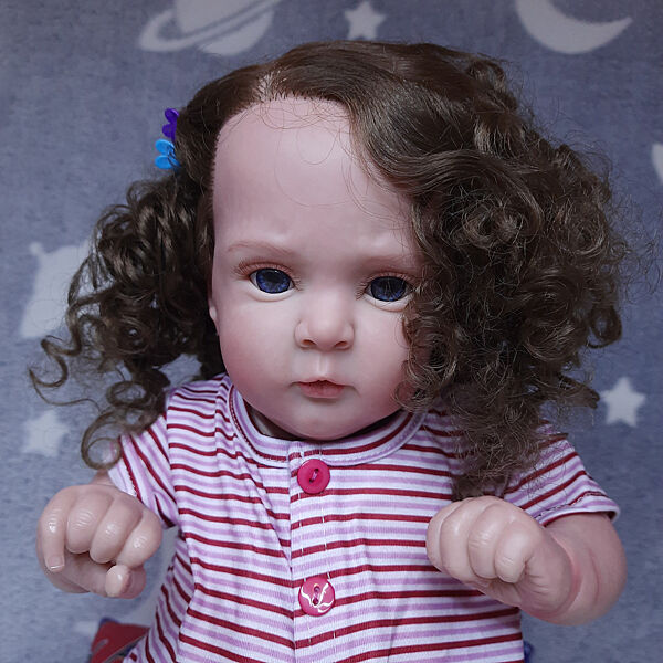 Реалістична лялька Реборн Reborn 50 см гарна дівчинка з довгим волоссям та м&acuteяким тілом, як жива справжня дитина