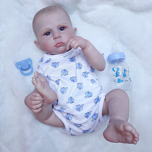 Лялька Реборн хлопчик - повністю вініл-силіконовий пупс з одягом та аксесуарами, новонароджене маля, як жива справжня дитина