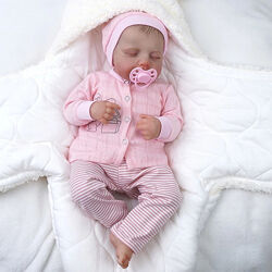 Спляча реалістична лялька Реборн дівчинка, м&acuteяконабивний пупс схожий на живу новонароджену дитину немовля, гарний малюк