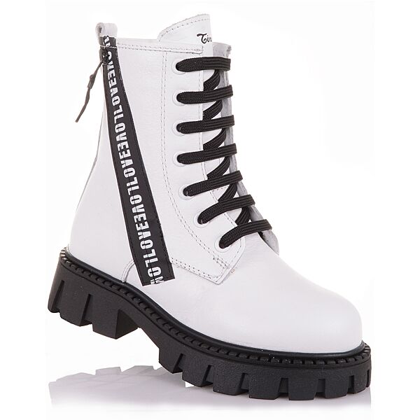 Стильні зимові черевики білого кольору на шнурках для дівчат 31-36 р. 15.4.103