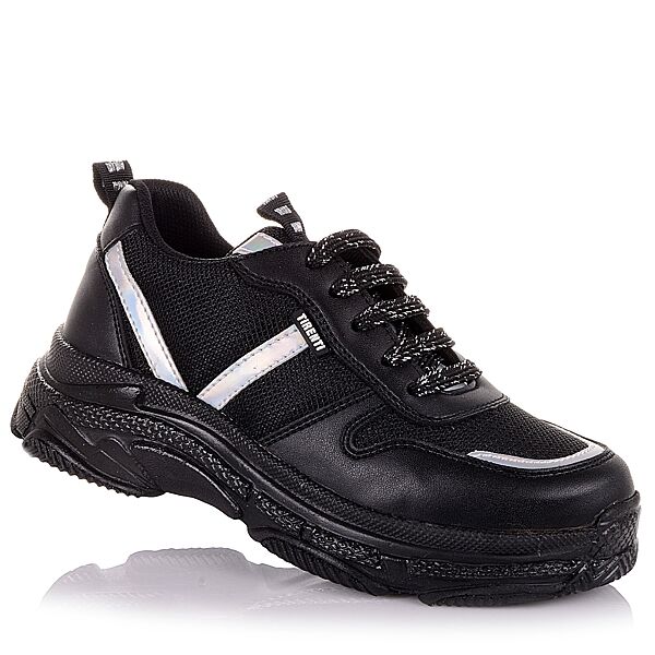 Чорні кросівки на шнурках для школи для дівчат 32 р. 15.2.89