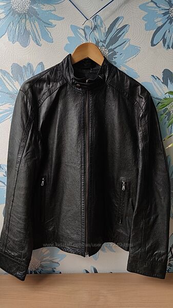Шкіряна чоловіча курточка на підкладі розмір 50 l-xl derimod кожанка