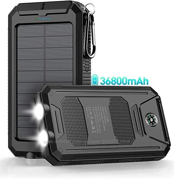 Павербанк з  сонячною батареєю Power Bank Portable Charger Solar - 36800mAh