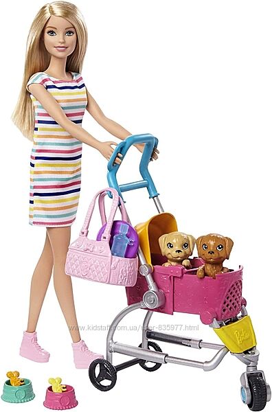 Барбі Ігровий набір Barbie Stroll n Play Pups з лялькою Barbie, 2 цуценят