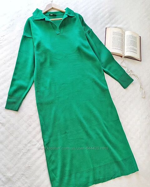 Акція Нове тепле вязане плаття поло зелене