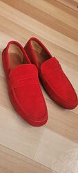 Мокасини червоні натуральна замша