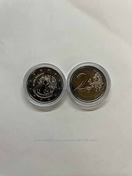 Монета 2 евро в капсулі Слава Україні