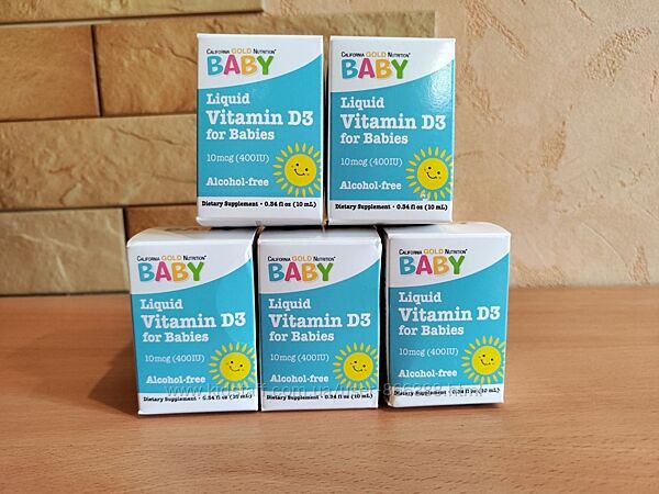California Gold Nutrition, вітамін D3 у краплях для малюків, 10 мкг 400 МО
