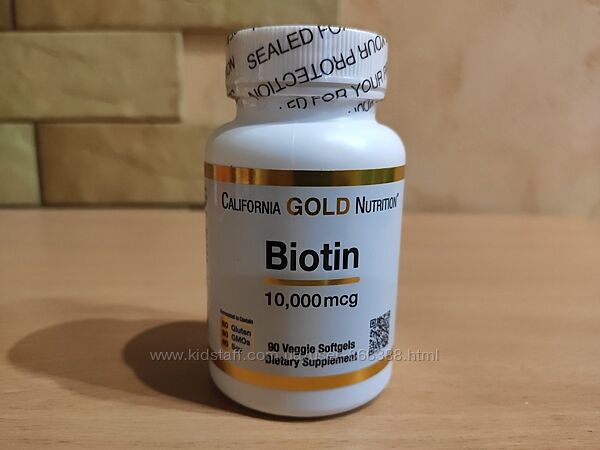 California Gold Nutrition, биотин, 10 000 мкг, 90 вегетарианских капсул
