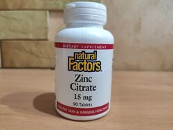 Natural Factors, цитрат цинка, 15 мг, 90 таблеток