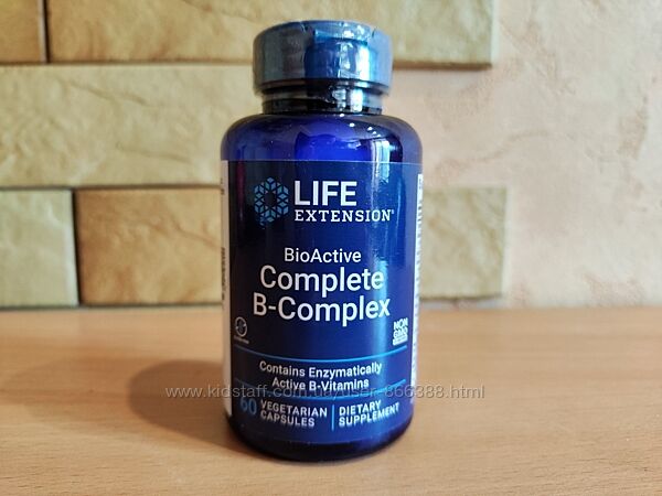 Life Extension, повний комплекс біоактивних вітамінів групи B, 60 вегетаріа
