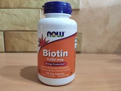 NOW Foods, біотин, 5000 мкг, 120 вегетаріанських капсул