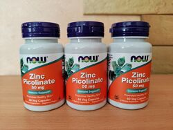 NOW Foods, піколінат цинку, 50 мг, 60 веганських капсул