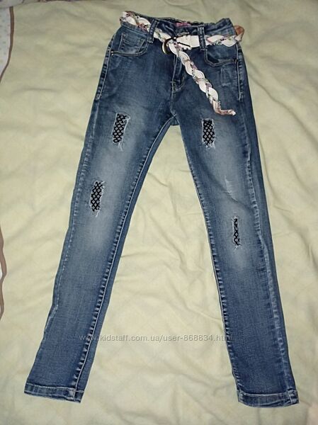 Летние джинсы с потертостями