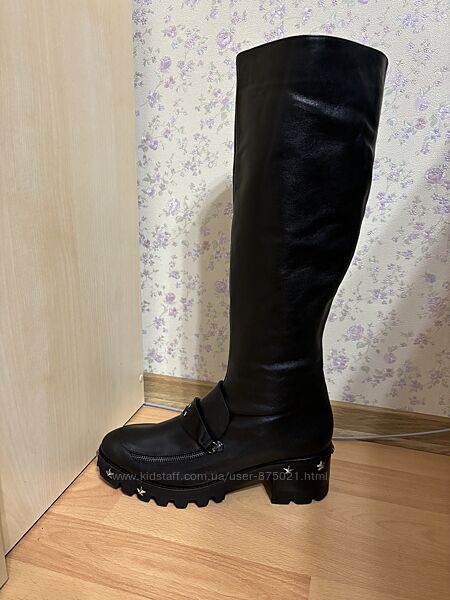 Сапоги на очень широкую голень зимние Турция на цигейке
